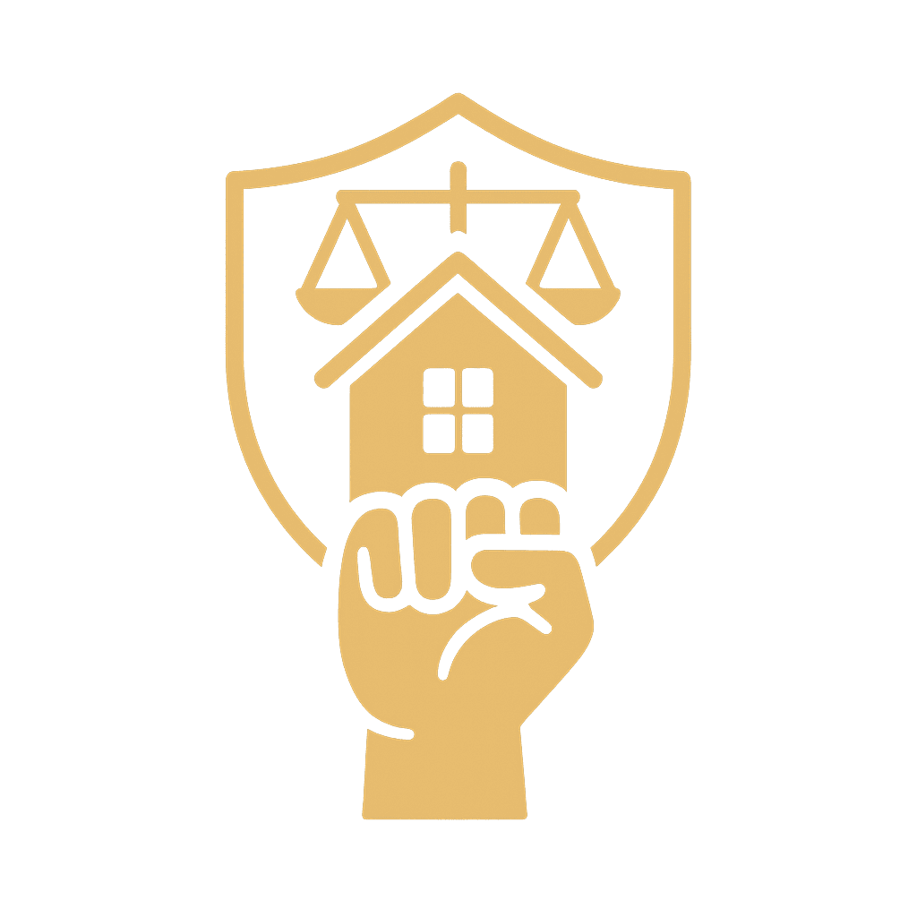 Shielded house and raised fist symbolizing a consumer protection lawyer helping homeowners fix mortgage-servicing errors.