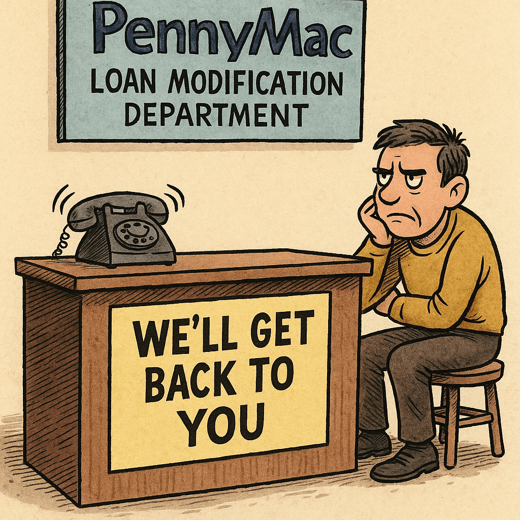 Borrower waiting on PennyMac loan modification department—‘we’ll get back to you’ delays stall loss-mitigation review.