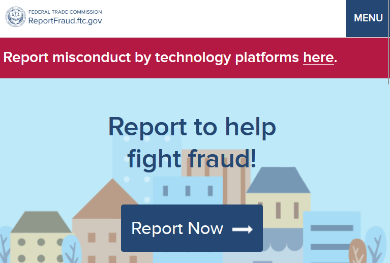 Showing the federal trade commission's complaint portal 